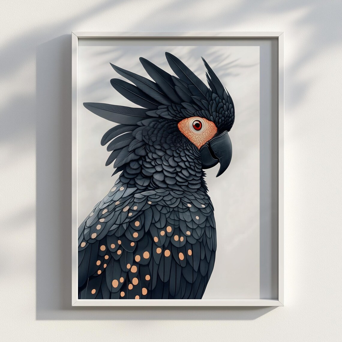 Black Palm Cockatoo Portrait in Japanese Ink Painting Style Poster