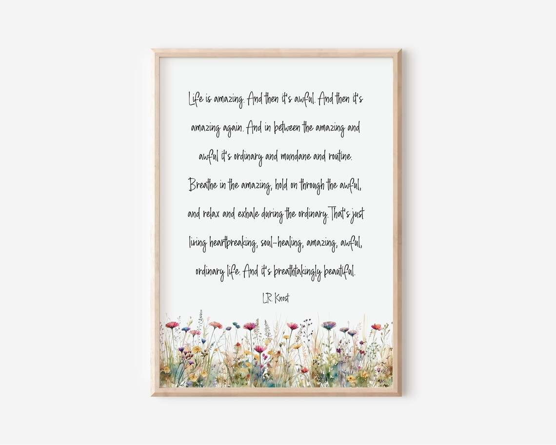 LR Knost Life Is Amazing Inspirational Quote Wildflower Wall Art