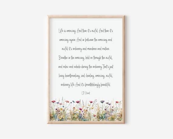 Life Is Amazing Lr Knost Quote Inspirational Wall Art Social Worker Gift Therapist Office Decor Quotes About Positive Encourage