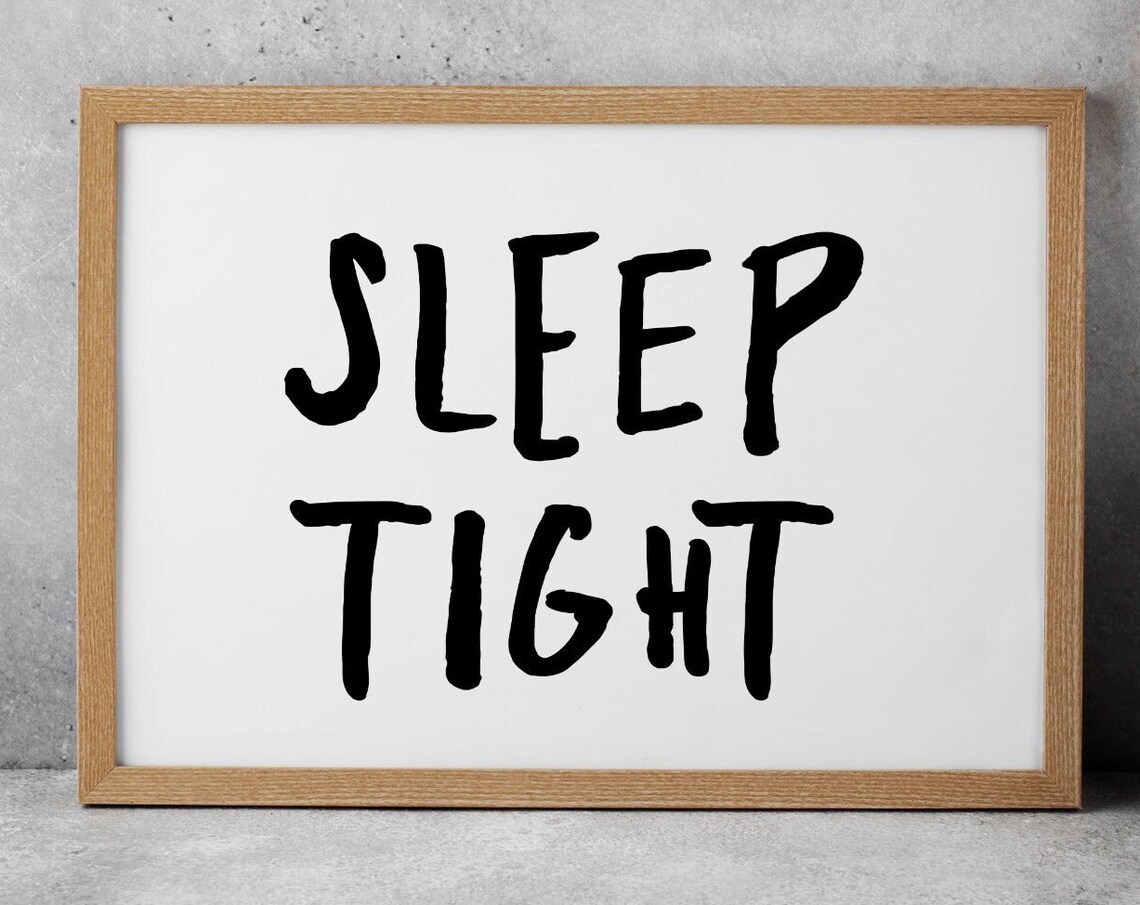 Sleep Tight Bold Black Typography Minimalist Bedroom Quote Poster