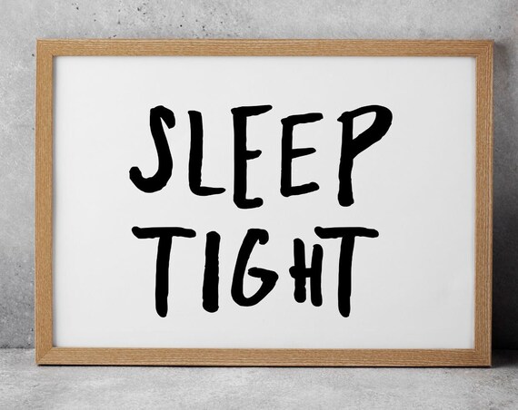 Sleep Tight Bold Black Typography Minimalist Bedroom Quote Poster