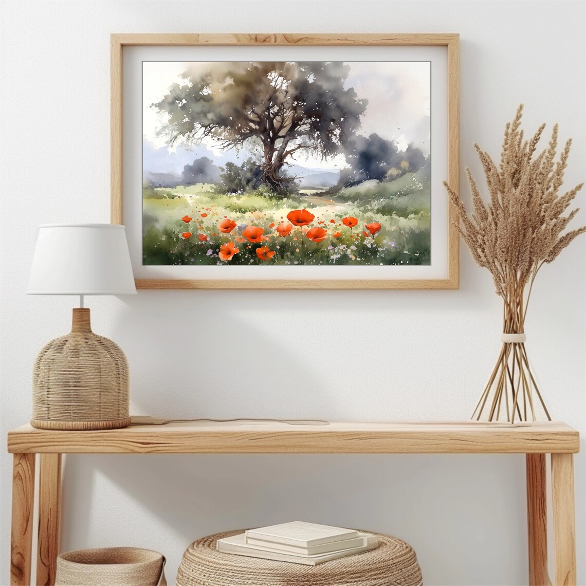 Summer Landscape Print, Spring Meadow Poppy Field - Image 3
