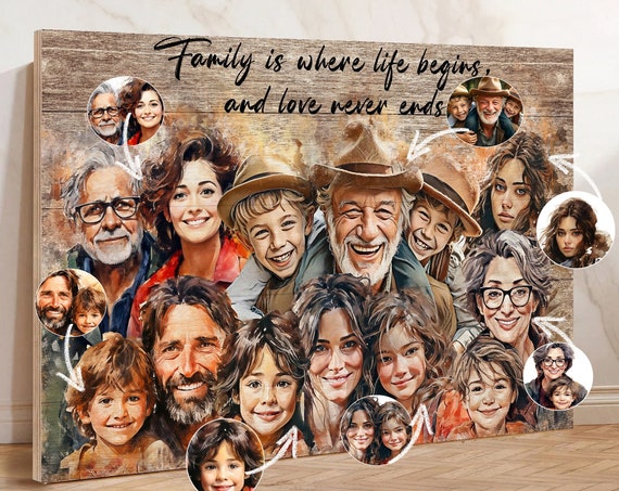 Personalized Watercolor Memorial Portrait On Customizable Family Painting From Photo Unique Remembrance Artwork Gift For Parents