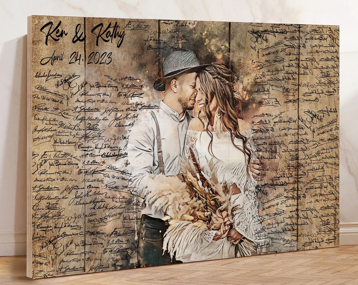 Custom Wedding Guest Book, Layered Wood Decor Sign