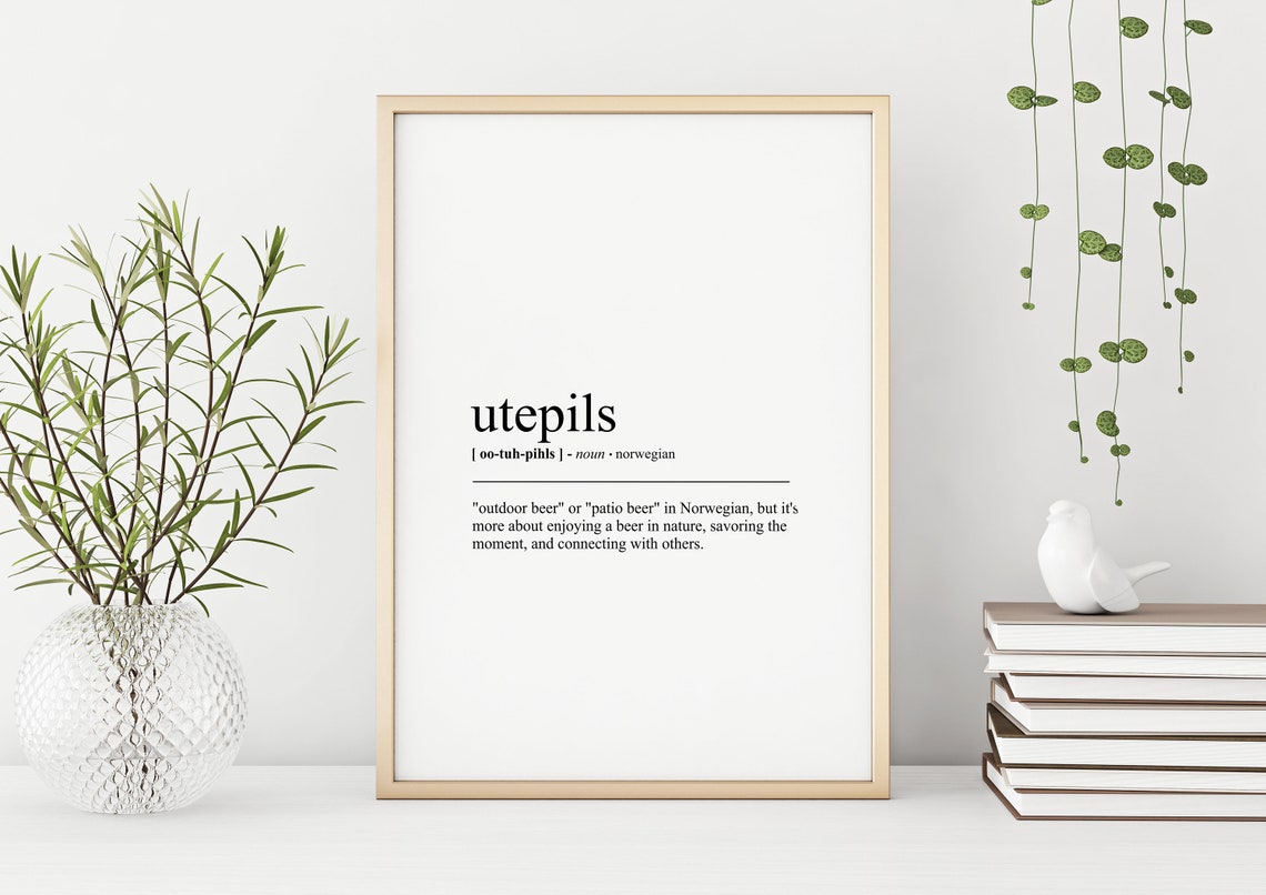 Utepils Norwegian Word Definition Minimalist Dictionary Poster - Image 3