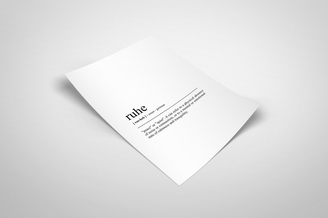 Ruhe German Typography Word Definition Minimalist Dictionary Poster - Image 2