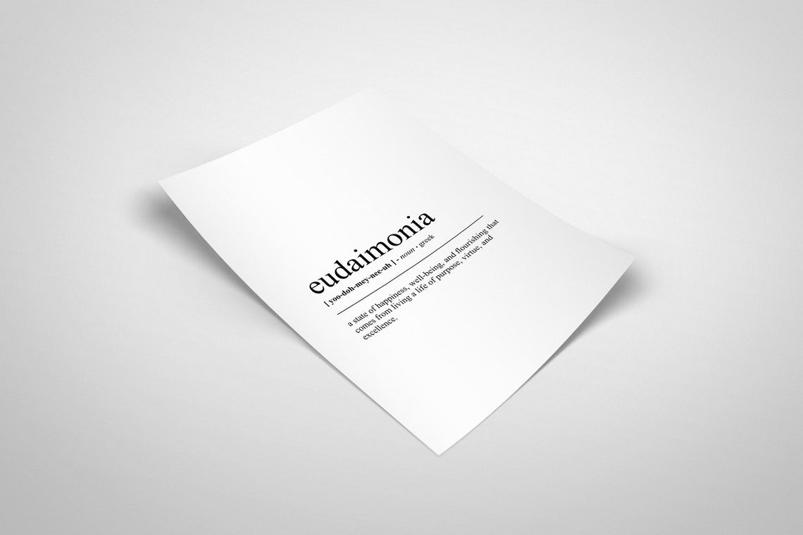 Eudaimonia Definition Print Eudaimonia Dictionary Poster Mindset Print Motivational Dictionary Art Uncommon Words Instant - Image 2