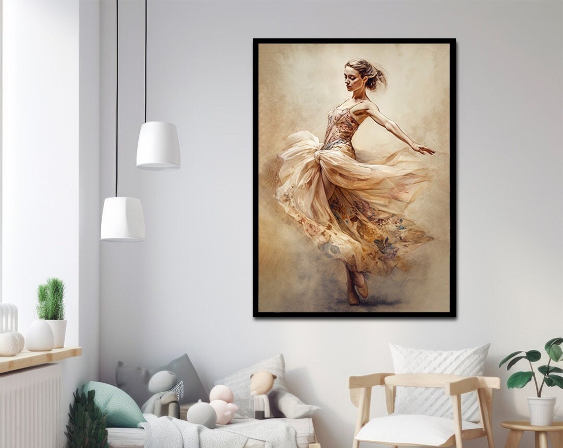 Pink Ballet Woman Painting Ballet Poster Dance Woman Art Printed Painting Ballet Choreography Painting Dancing In The Air - Image 3