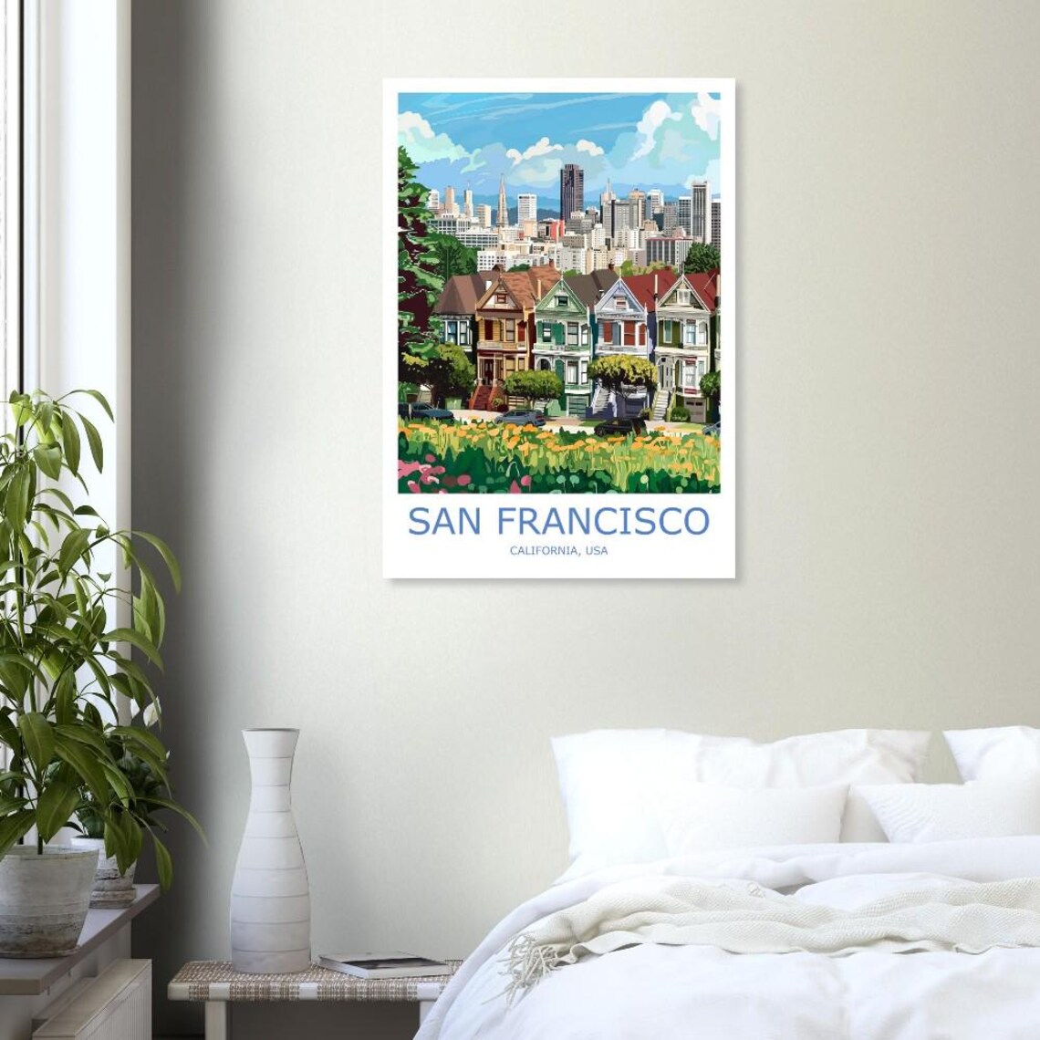 San Francisco California Painted Ladies Row Houses Travel Poster - Image 3