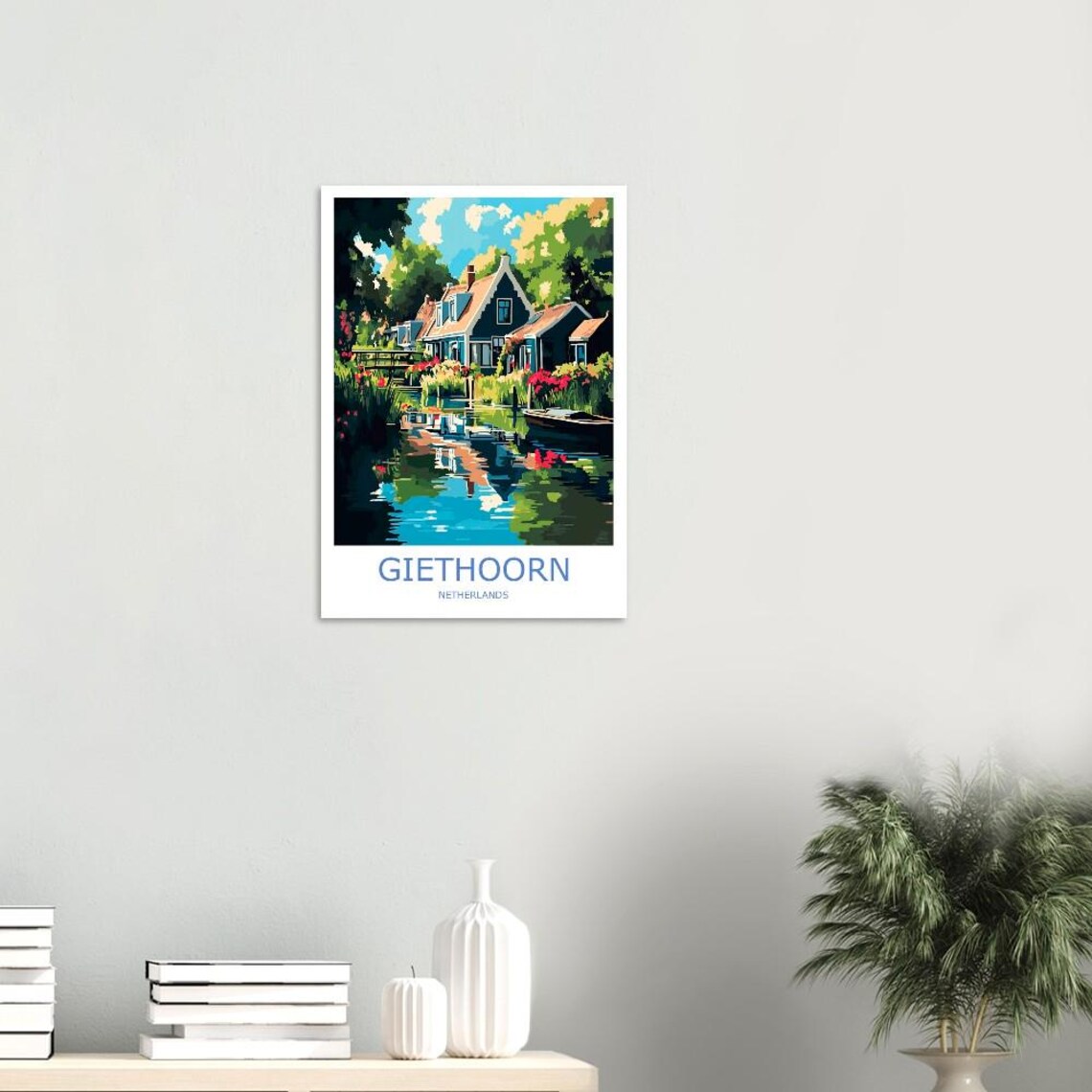 Giethoorn Netherlands Canal Cottages And Flower Gardens Poster - Image 3