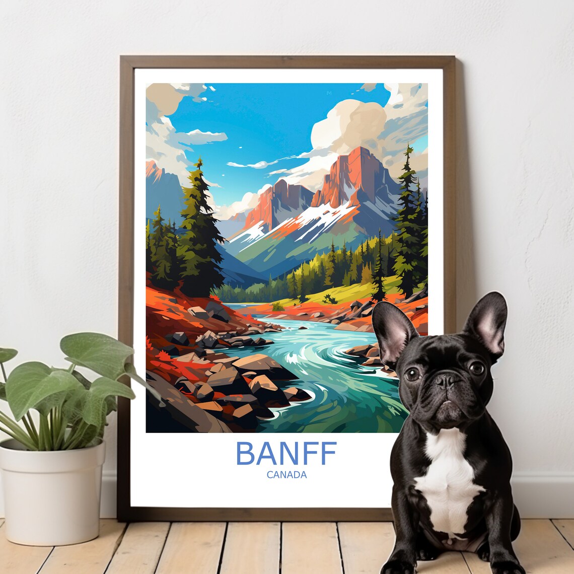 Banff National Park Rocky Mountains River Pines Travel Poster - Image 3