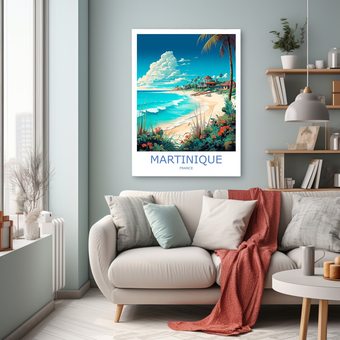 Martinique Tropical Beach Palm Trees Caribbean Travel Poster - Image 2