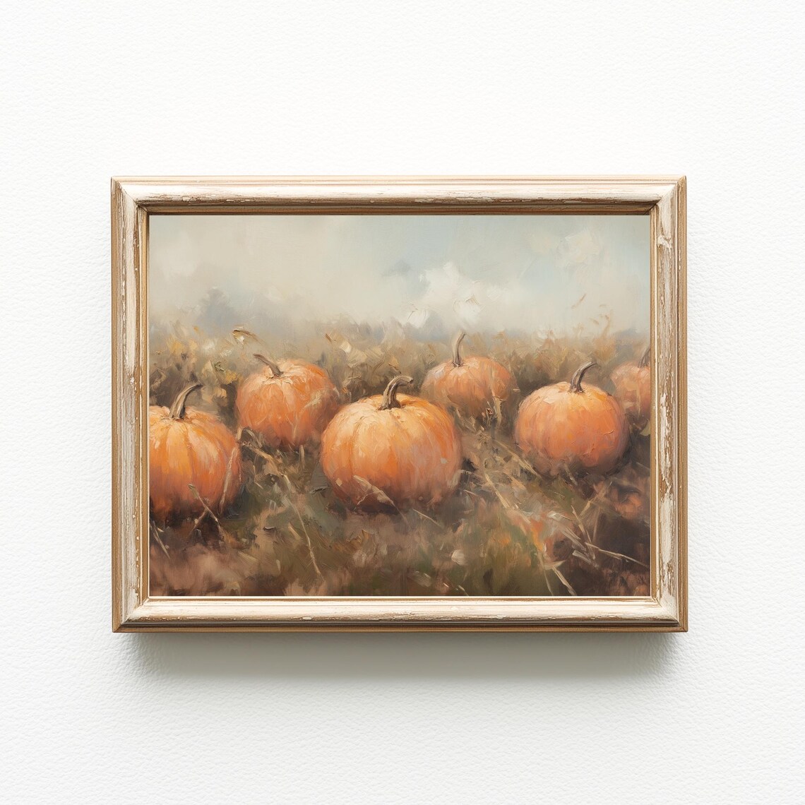 Vintage Halloween Print Pumpkin Patch Antique Autumn Decor