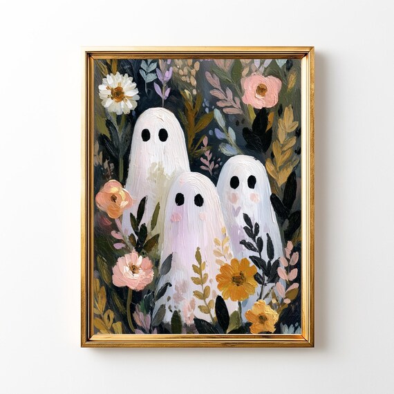 Floral Halloween Print Moody Spooky Wall Art
