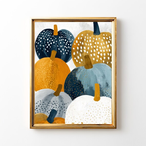 Modern Pumpkin Print Neutral Fall Decor Kitchen Entryway