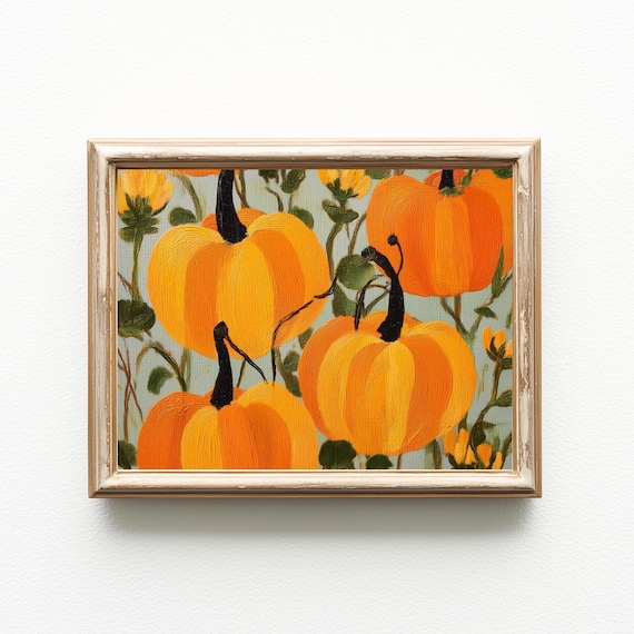 Vintage Pumpkin Patch Print Rustic Autumn Wall Art