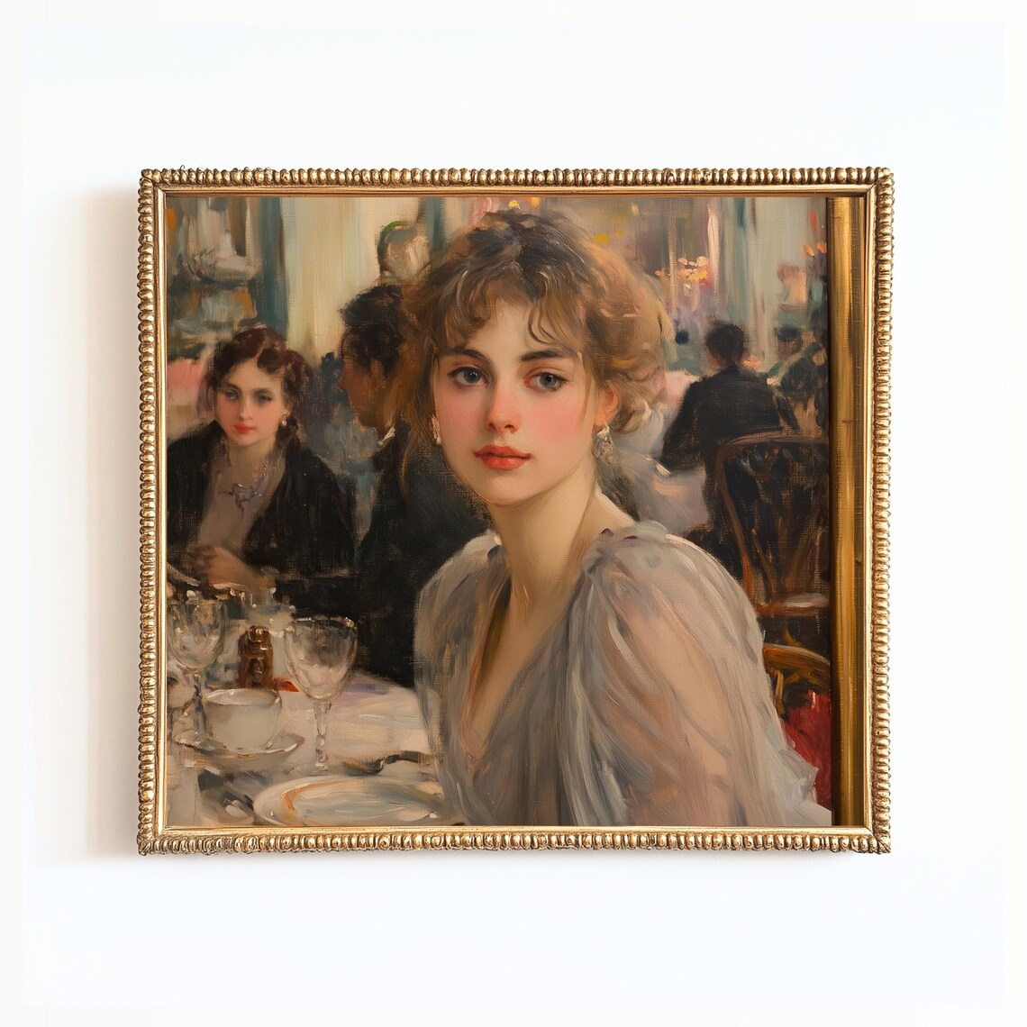 French Cafe Vintage Parisian Woman Art Print