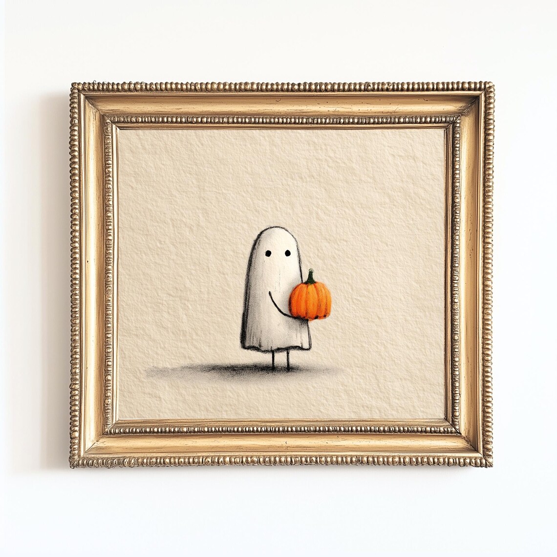 Minimalist Halloween Print And Pumpkin Art