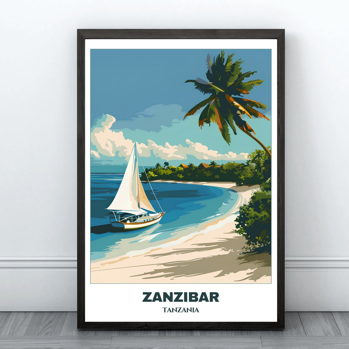 Zanzibar City Travel Poster Tanzania Travel Poster Zanzibar Painting Print Wall Art Tanzania Home Decor Stone Town