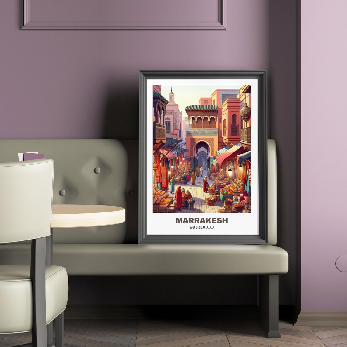 Marrakesh Travel Poster, Morocco Cityscape Painting - Image 2