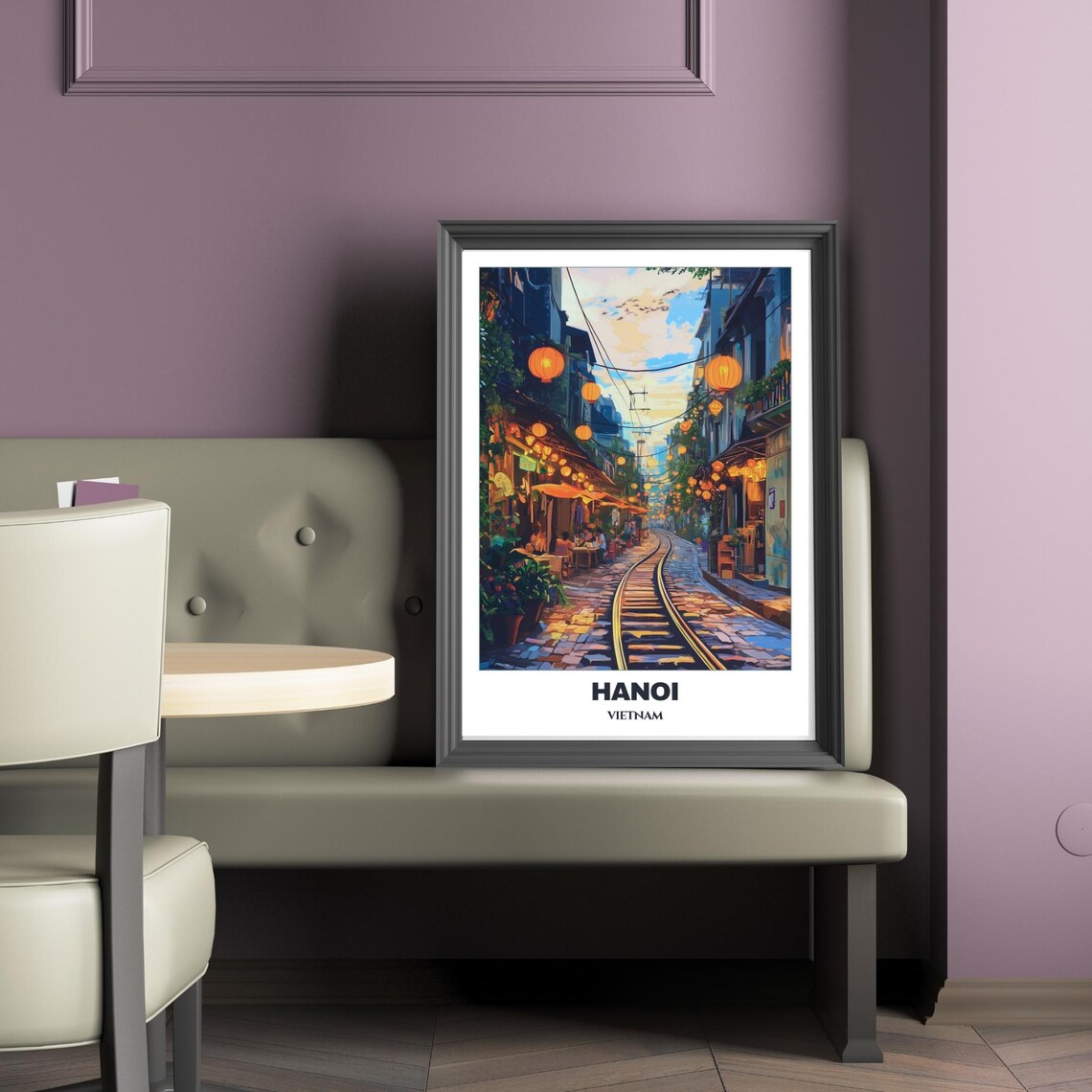 Hanoi Travel Poster, Vietnam Cityscape Art Print - Image 3
