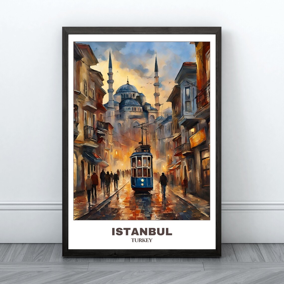 Istanbul Cityscape Painting, Turkey Travel Poster