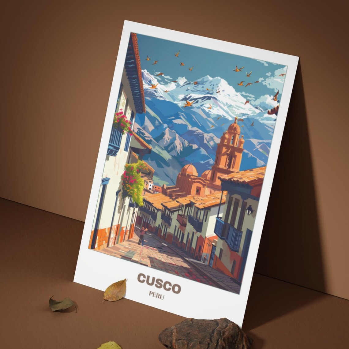Cusco Peru Snowcapped Andes Church Tower Street Travel Poster - Image 3