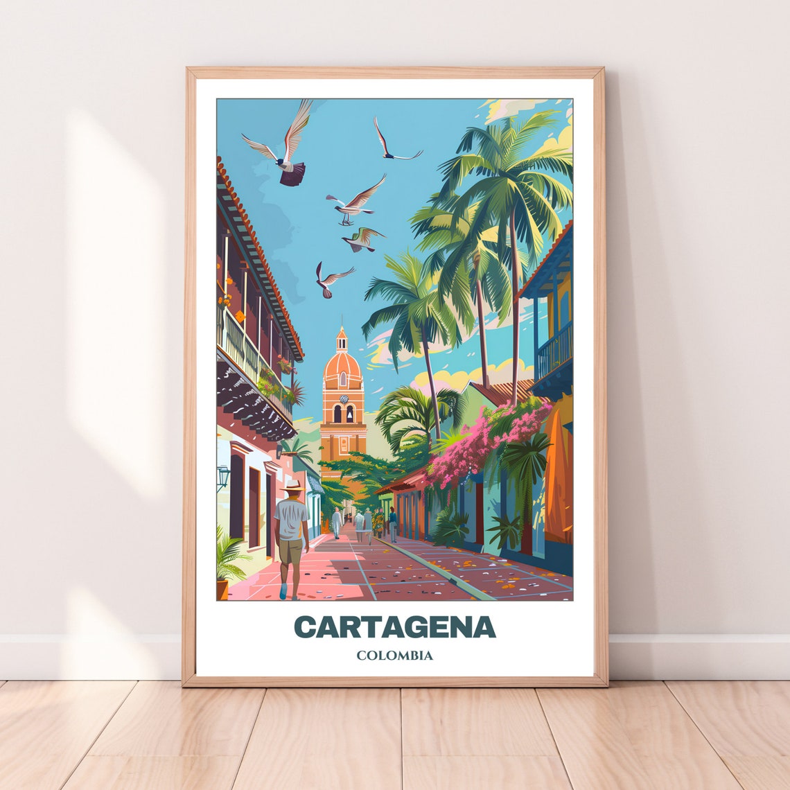 Cartagena Travel Poster Colombia Travel Poster Insta Print Art Cartagena Home Decor Cartagena Illustration - Image 3