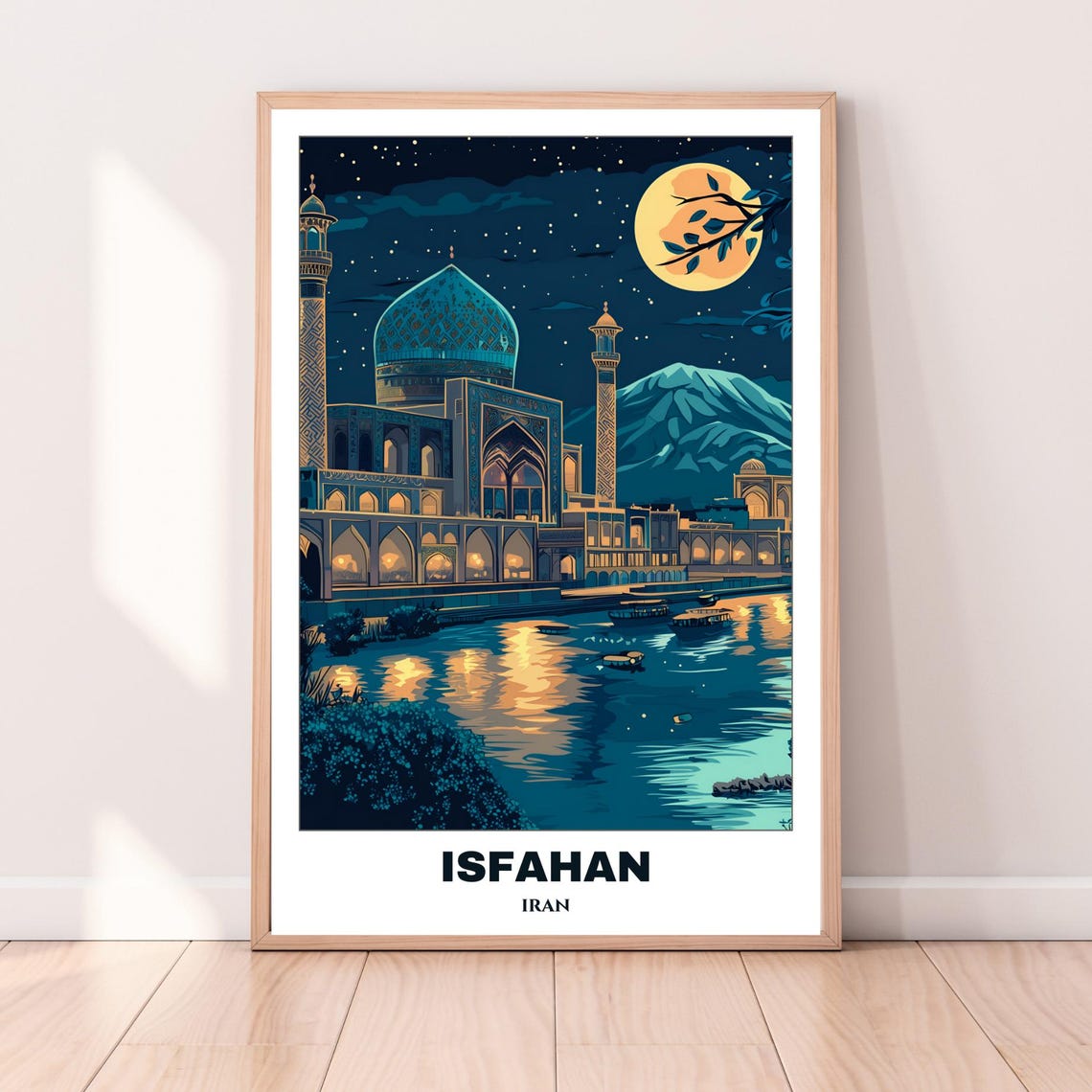 Isfahan Travel Poster Iran Travel Poster Citycape Painting Wall Art Print Isfahan Home Decor Shah Mosque Print - Image 3