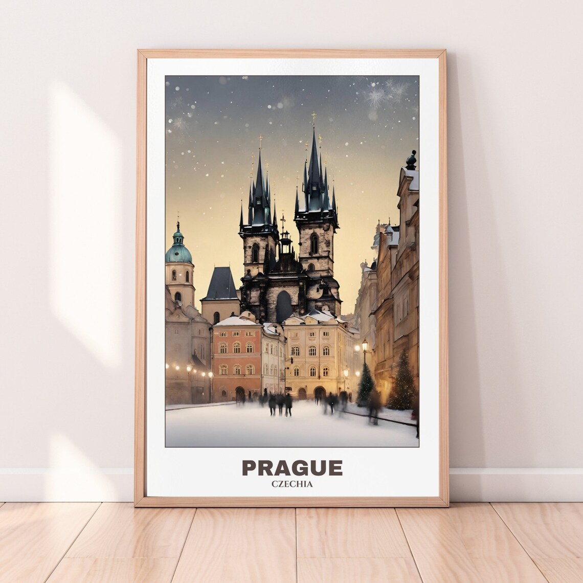 Prague Czechia Snowy Old Town Square Church Towers Winter Poster - Image 3