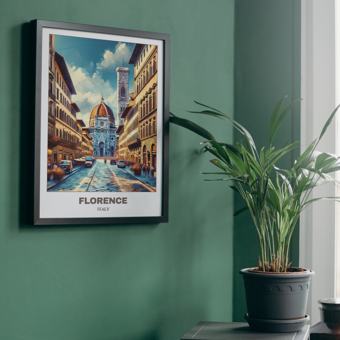 Florence Old Town Street Leading To Duomo Dome Italy Travel Poster - Image 5