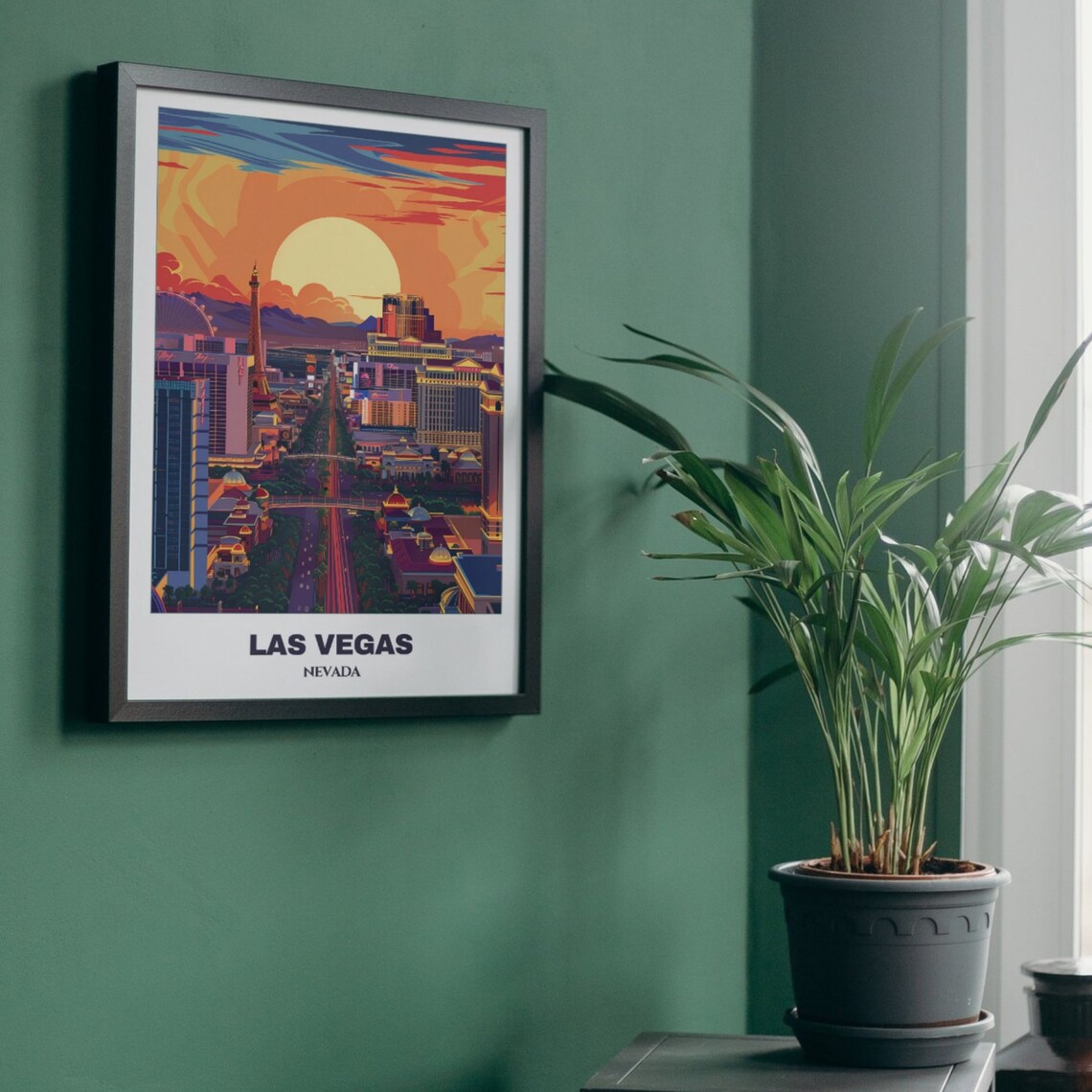 Las Vegas Strip Aerial Sunset Casinos Nevada Skyline Travel Poster - Image 3
