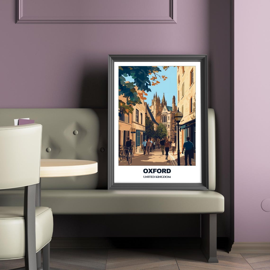 Oxford Travel Poster United Kingdom Travel Poster Citycape Painting Wall Art Oxford Home Decor Oxford Illustration - Image 2