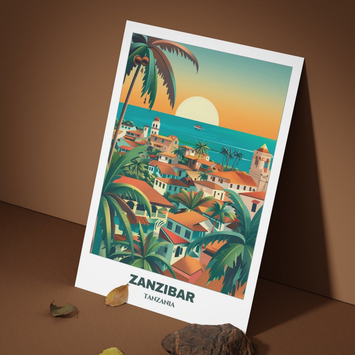 Zanzibar City Travel Poster Tanzania Travel Poster Zanzibar Painting Print Wall Art Tanzania Home Decor Stone Town - Image 4