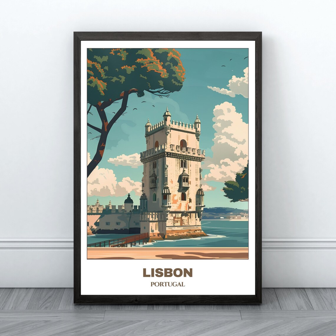 Lisbon Portugal Belem Tower Waterfront Tagus River Landmark Poster