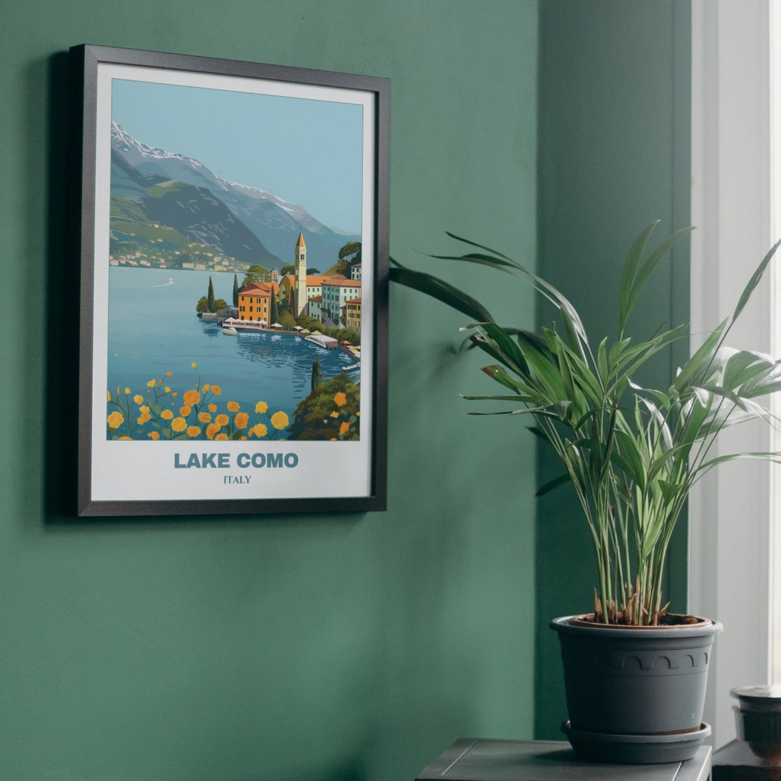 Lake Como Italy Village Church Bell Tower Mountains Travel Poster - Image 5