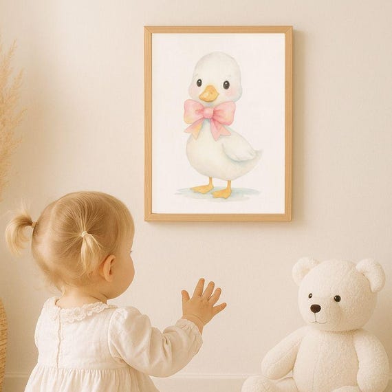 Poster Duck Art For Childs Room Cute Nursery Decor Wall Print Baby Decoration Animal Illustration