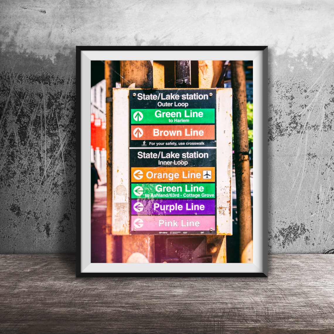 State Lake Station CTA Colored Lines Sign Chicago Photo Poster