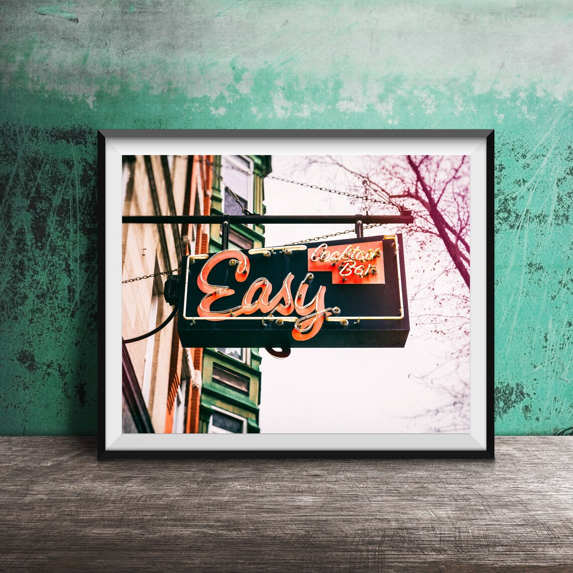 Wicker Park Chicago Bar Travel Poster, Chicago Sign