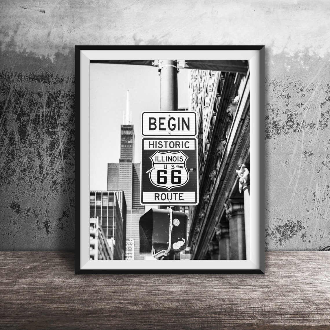 Begin Historic Illinois Route 66 Chicago Willis Tower Photo Poster - Image 2