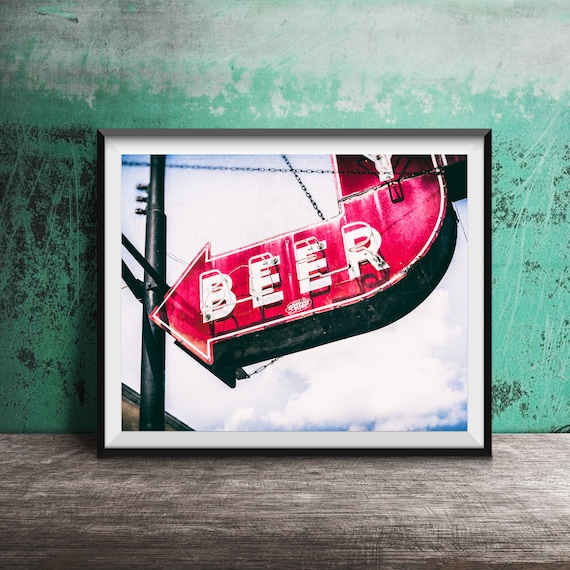 Beer Drinker's Kitchen Sign, Retro Mid-Century Art Print
