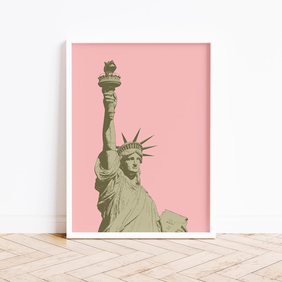 Statue of Liberty Pink Pop Art New York City Landmark Poster