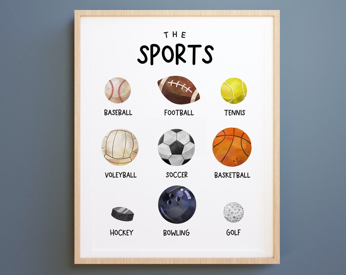 Sports Art for Boys Room, Playroom Wall Print