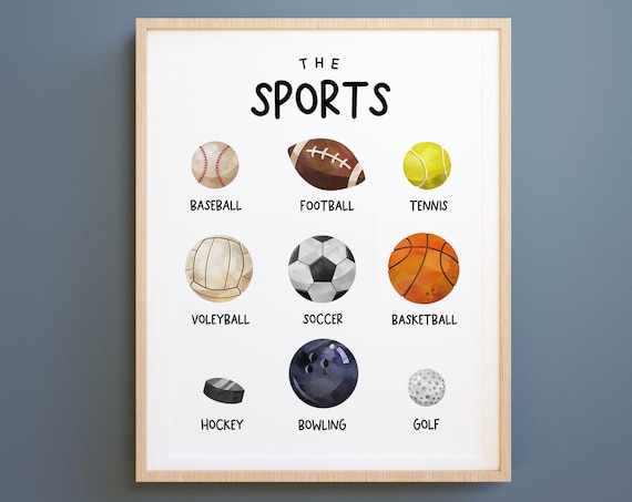 Sports Art for Boys Room, Playroom Wall Print