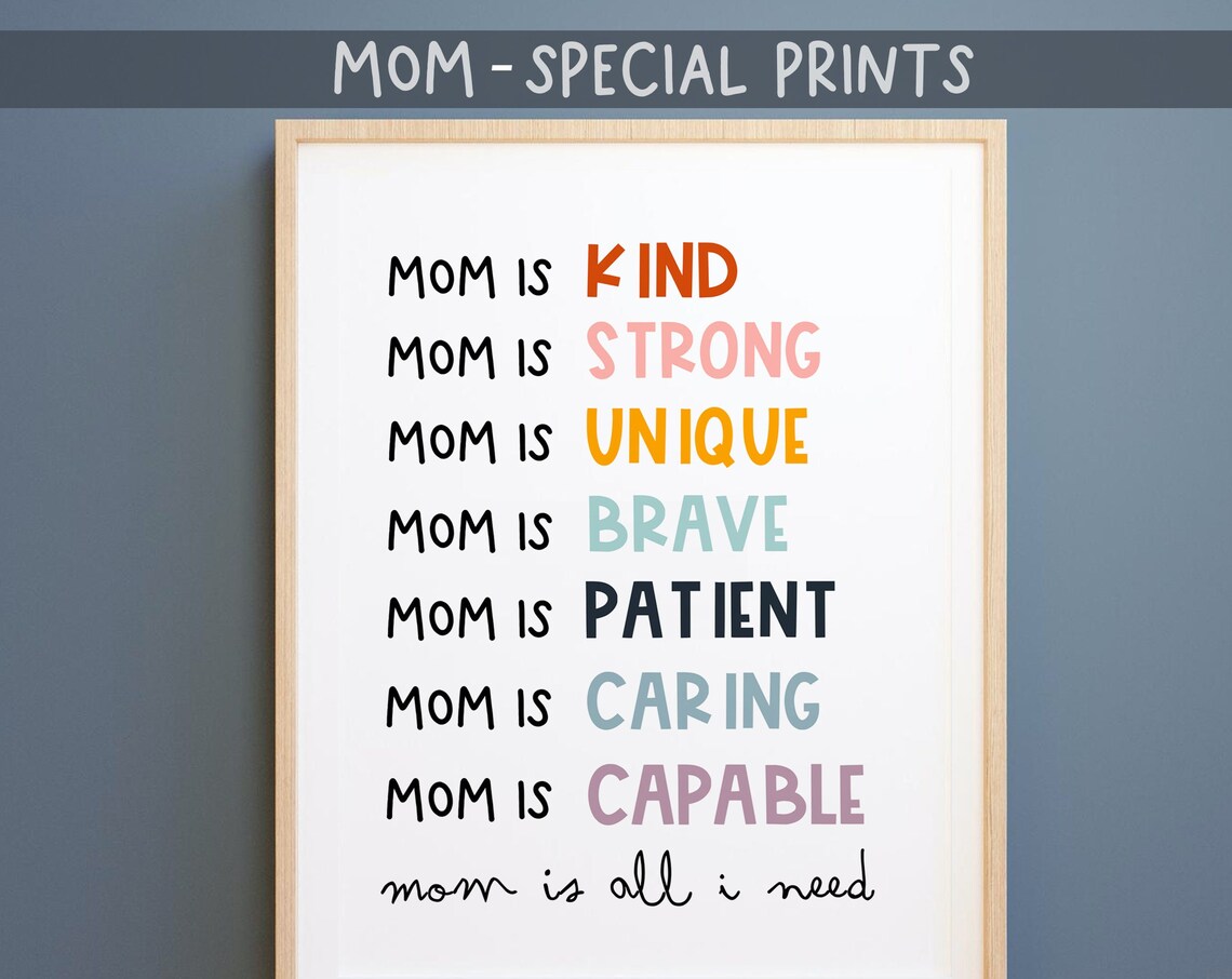 Mom Is Kind Strong Brave Mother Affirmations Quote Mothers Day Poster
