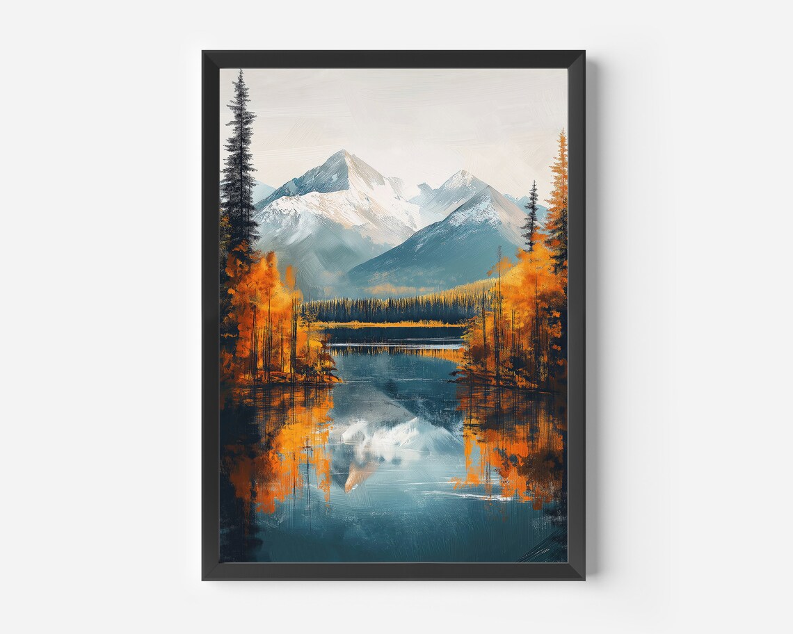 Autumn Landscape Modern Living Room Art Print