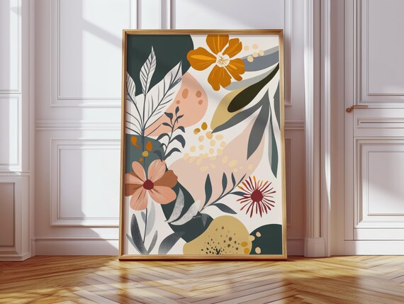 Living Room Wall Decor Botanical Poster Boho Style Colorful Flower Illustration Minimalist Office Art Modern Decoration