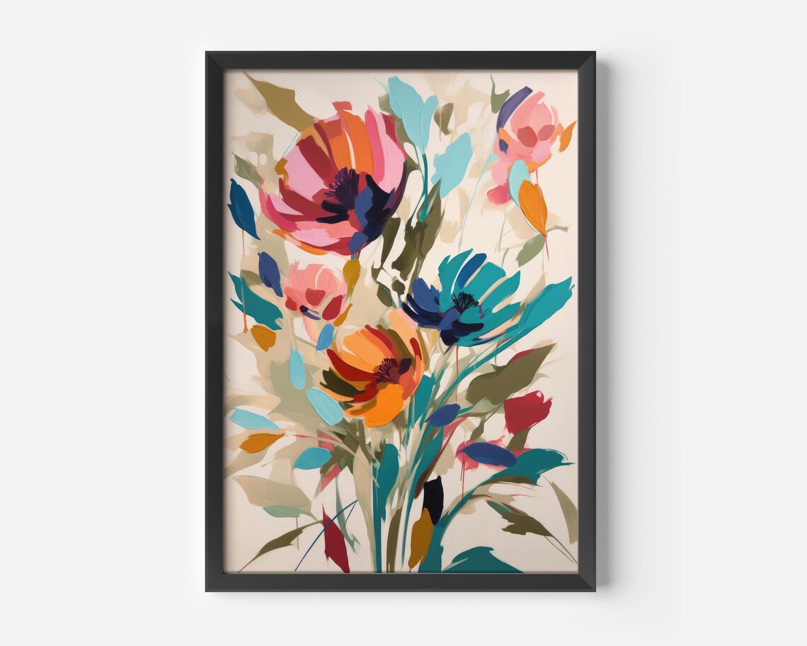 Abstract Flower Art Print, Modern Botanical Decor