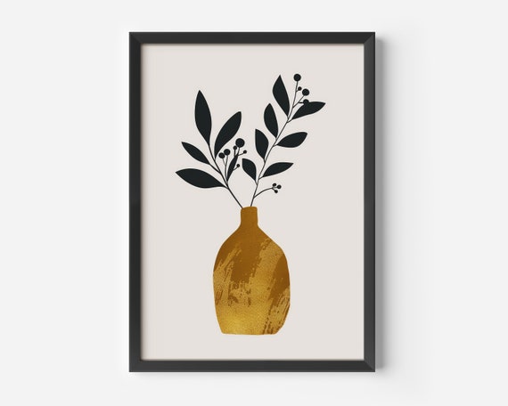 Minimalist Living Room Mural Scandinavian Nature Poster Beige Vase Illustration Hallway Decoration Modern Wall Simple