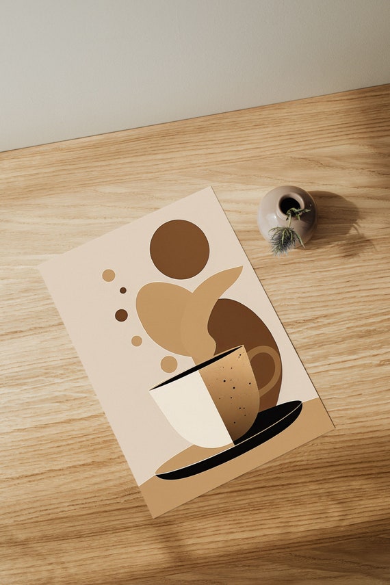 Modern Kitchen Wall Art Abstract Coffee Cup Poster Decoration Boho Minimalist Illustration Vintage Style Pictures Decor